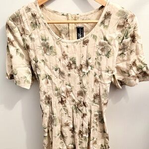 Molly Malloy 12 Tall Linen Blend Floral Maxi Dress Tie Waist Cottagecore Boho